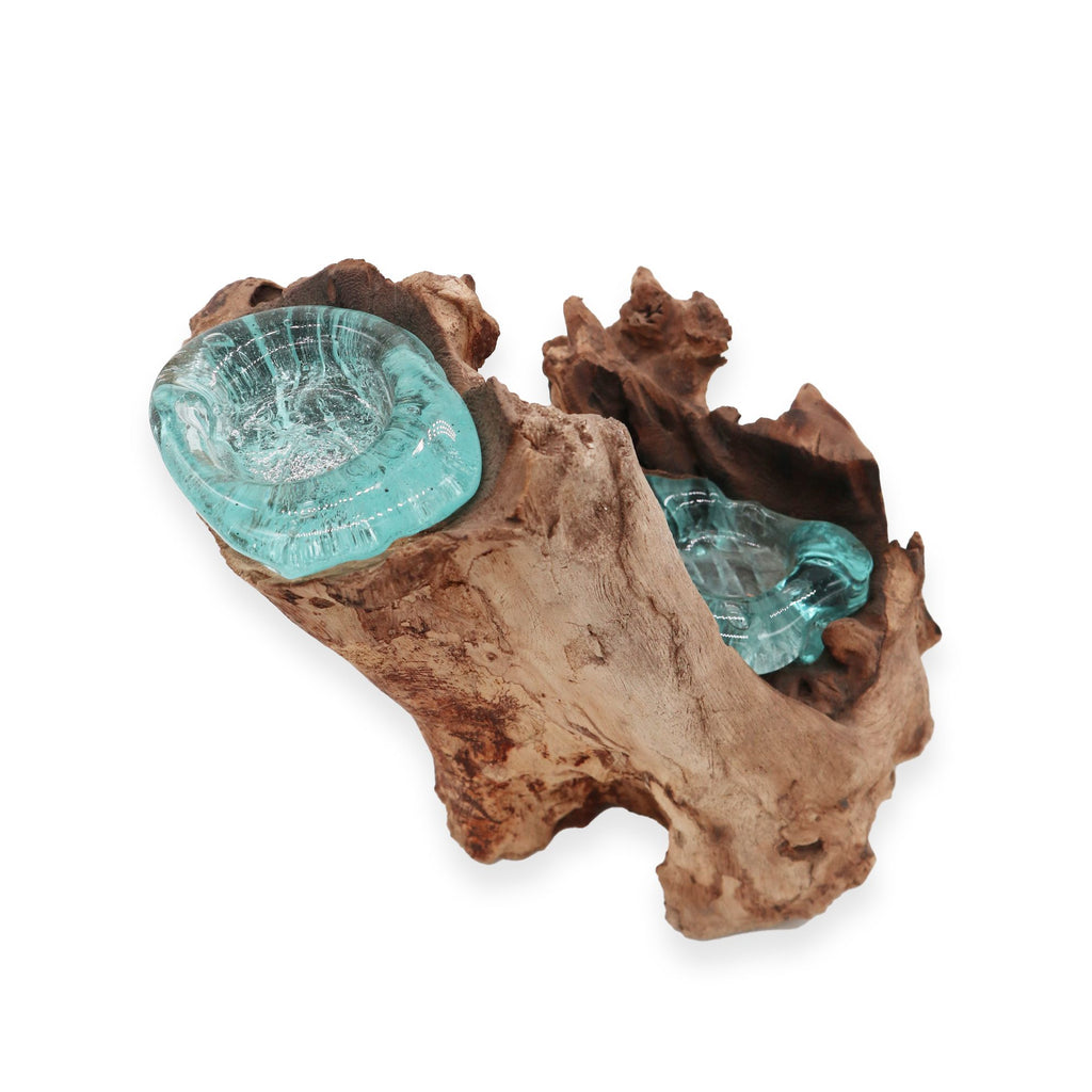 Dvojni Svečnik iz Taljenega Stekla na Lesu