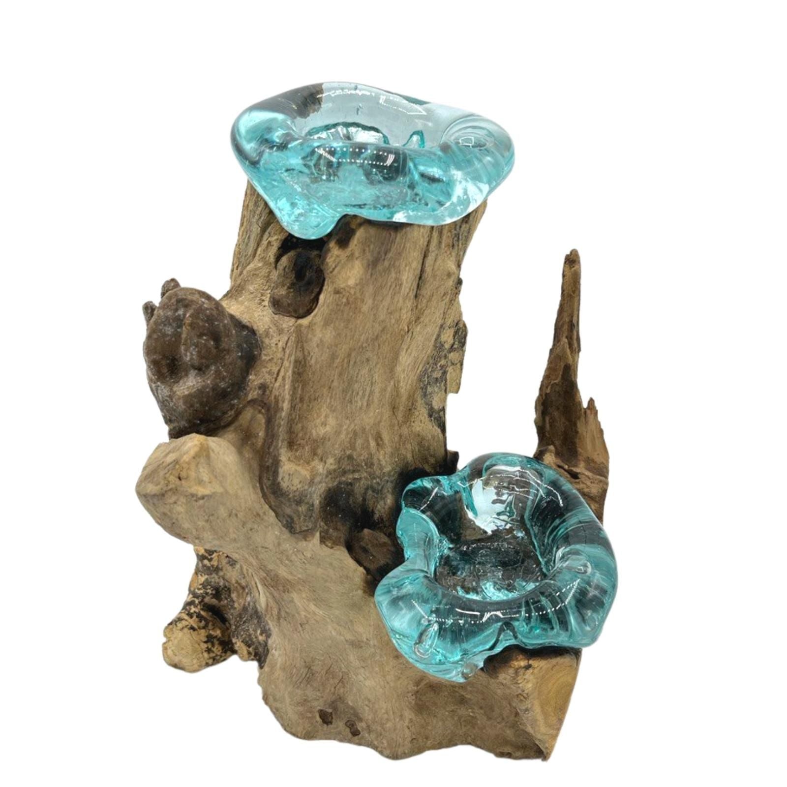 Dvojni Svečnik iz Taljenega Stekla na Lesu