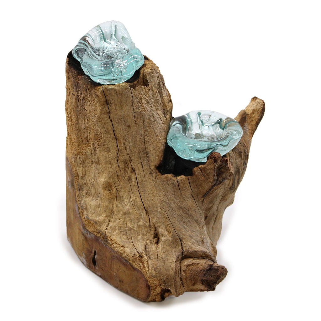 Dvojni Svečnik iz Taljenega Stekla na Lesu